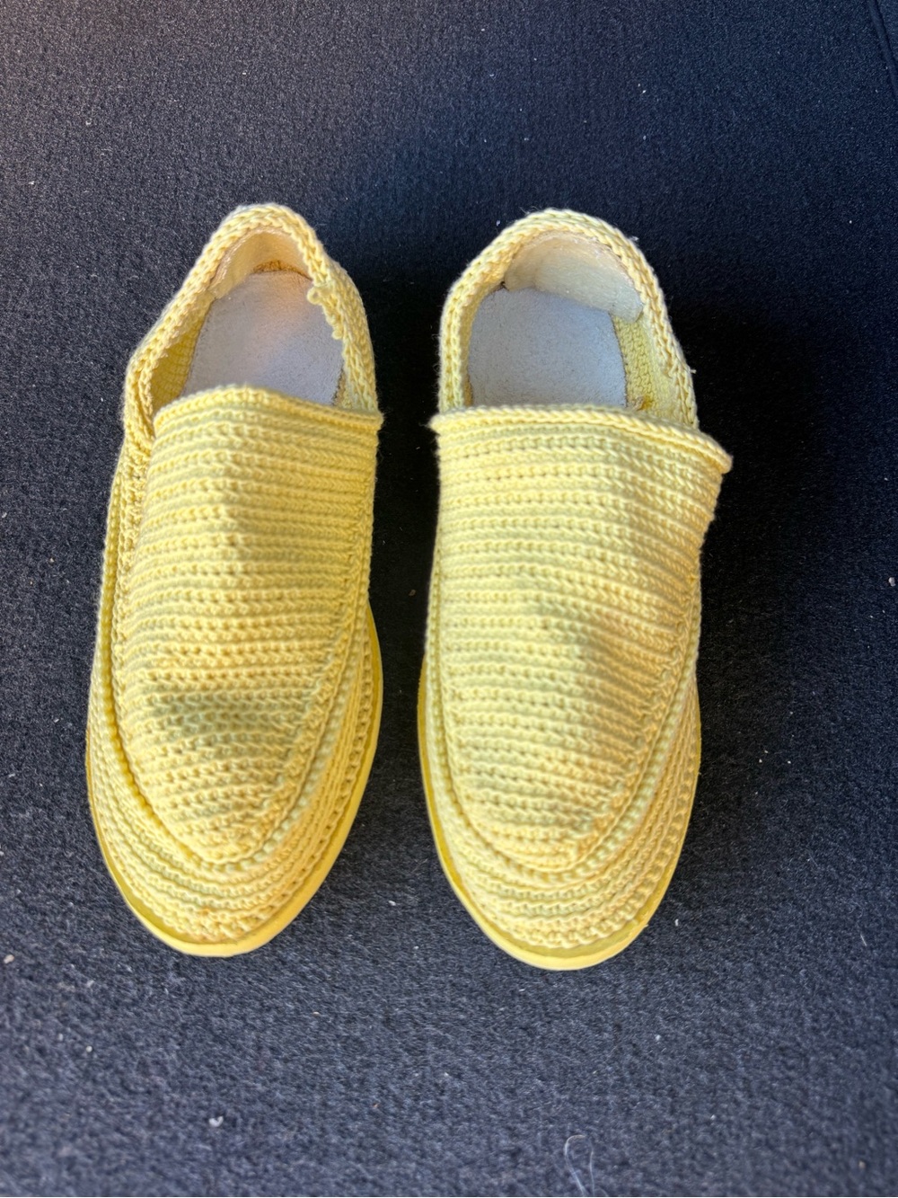 Hand made Yellow Slip-On Crochet Shoes